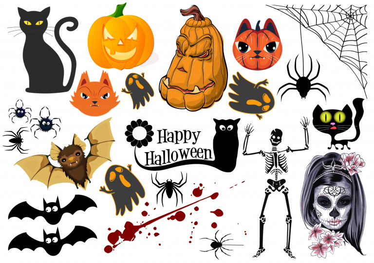 Likeink Halloween Tijdelijke Tatoeage. Schedel, zwarte kat en pompoen tatoeage.