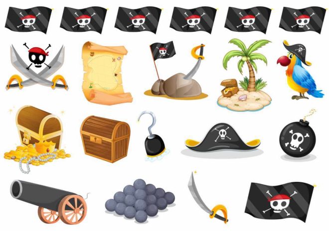 Piratenattributen nep tatoeages voor piratenfeest.