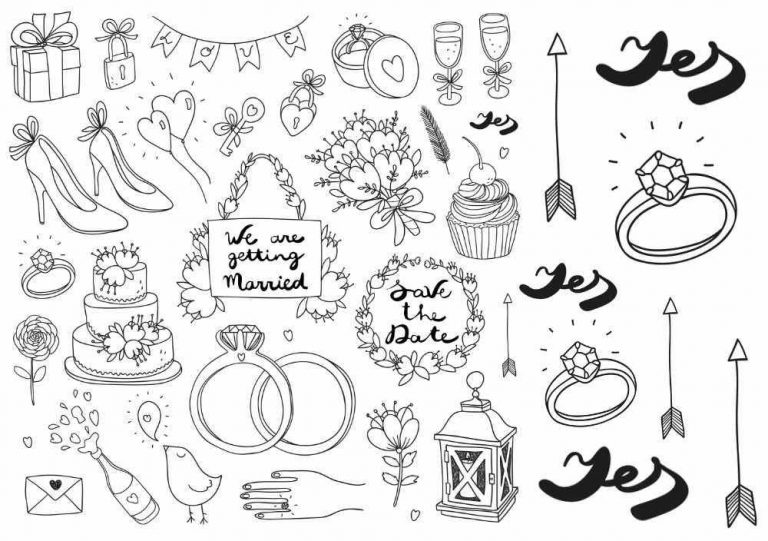 Bruiloftsthema, illustraties voor bruiloften, Nep tatoeages van Like ink.