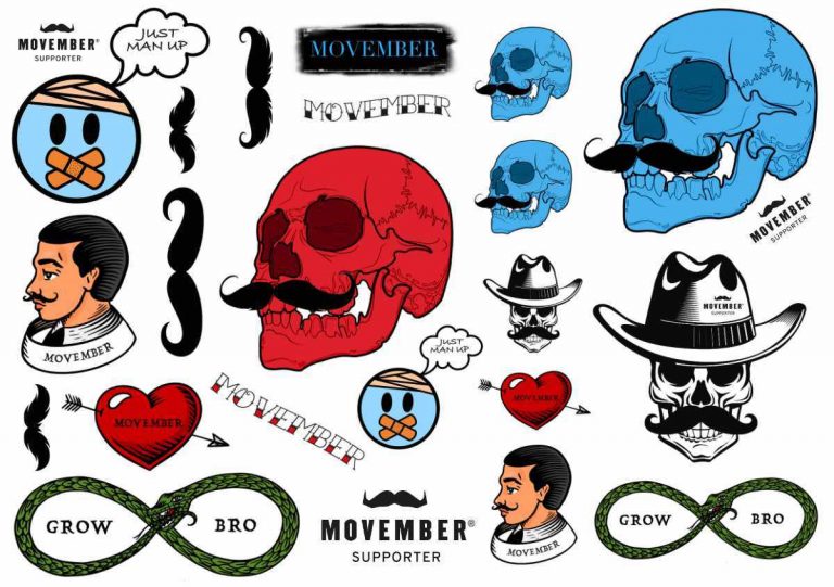 Movember tijdelijke tatoeages Like ink. Movember tatoeages liefdadigheid.