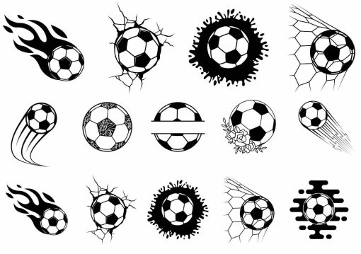 Nep tatoeages met veel voetballen. Zwart-witte voetbaltatoeages van Like ink.